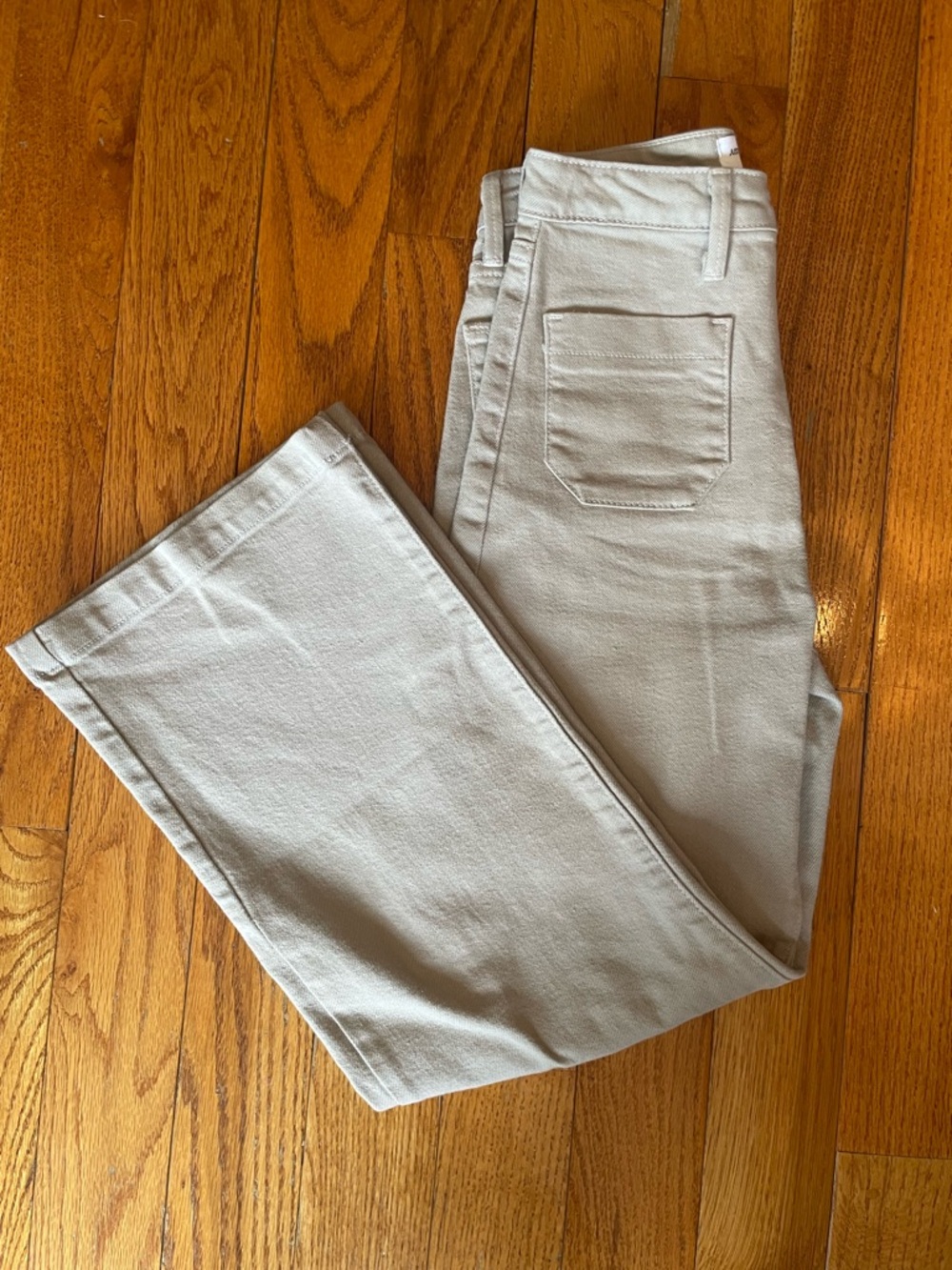 Just Black Denim High-Rise Wide Leg Sailor Jeans in Moonstone Light Tan 24 - Picture 9 of 10